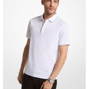 Michael Kors Men's White Logo Print Cotton Jersey Polo Shirt